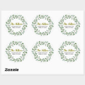 Sticker Rond Aquarelle verte Adresse de retour (Feuille)
