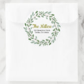 Sticker Rond Aquarelle verte Adresse de retour (Sac)