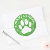 Sticker Rond Aquarelle verte blanche Empreinte de patte personn (Enveloppe)