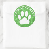 Sticker Rond Aquarelle verte blanche Empreinte de patte personn (Sac)