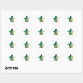 Sticker Rond Aquarelle verte de la tortue marine (Feuille)