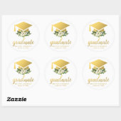 Sticker Rond Aquarelle verte dorée (Feuille)
