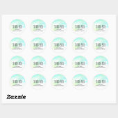 Sticker Rond Aquarelle verte et bleue Abstraite (Feuille)