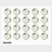 Sticker Rond Aquarelle verte et or Mariage tropical (Feuille)