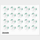 Sticker Rond Aquarelle verte feuillage mariage merci (Feuille)