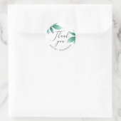 Sticker Rond Aquarelle verte feuillage mariage merci (Sac)