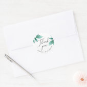 Sticker Rond Aquarelle verte feuillage mariage merci (Enveloppe)