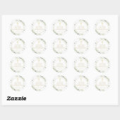 Sticker Rond Aquarelle verte Floral Gold Confirmation (Feuille)