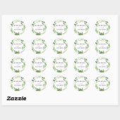 Sticker Rond Aquarelle verte Mariage personnalisé (Feuille)