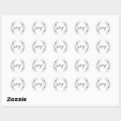 Sticker Rond Aquarelle verte rustique Olive Branch Wreath RSVP (Feuille)