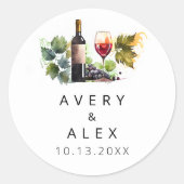 Sticker Rond Aquarelle Vin Mariage à thème (Devant)