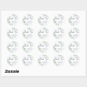 Sticker Rond Aquarelle Vins Marine Bleu Script Merci Sceau (Feuille)
