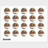 Sticker Rond Aquarelle Vintage Dachshund Dog (Feuille)