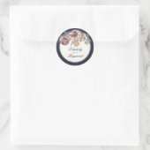 Sticker Rond Aquarelle vintage marine bleu et mauve (Sac)