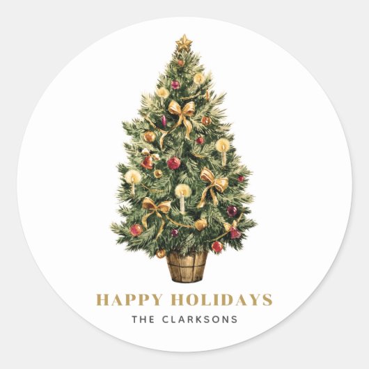 Sticker Rond Aquarelle Vintage Noël (Devant)