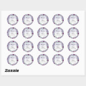 Sticker Rond Aquarelle violet bleu Mariage (Feuille)