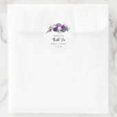 Sticker Rond Aquarelle violet Floral Script Mariage Merci (Sac)