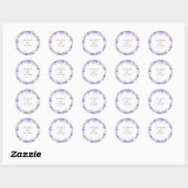Sticker Rond Aquarelle violet Mariage Floral (Feuille)