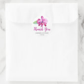 Sticker Rond Aquarelle violet orchidée Floral Mariage Merci (Sac)