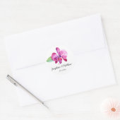 Sticker Rond Aquarelle violet orchidée Mariage floral (Enveloppe)