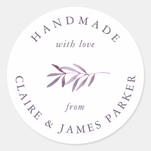 Sticker Rond Aquarelle violet Spipe fait main avec amour sur me