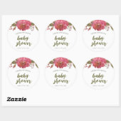 Sticker Rond Aquarelle violette Baby shower Floral (Feuille)