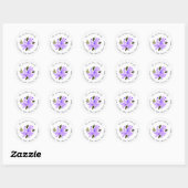 Sticker Rond Aquarelle violette Bouquet Floral Adresse de retou (Feuille)