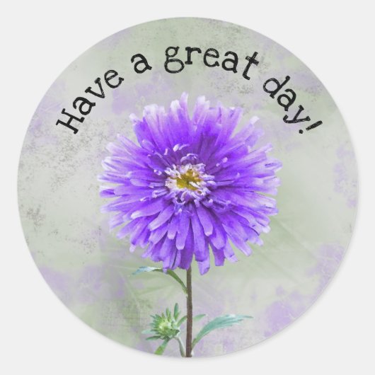 Sticker Rond Aquarelle violette dahlia (Devant)