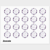Sticker Rond Aquarelle violette et argent Mariage de couronnes  (Feuille)
