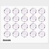 Sticker Rond Aquarelle violette et argentée Fête des mariées fl (Feuille)