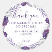 Sticker Rond Aquarelle violette et argentée Fête des mariées fl (Devant)