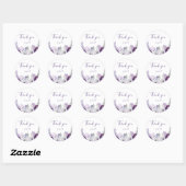 Sticker Rond Aquarelle violette et argentée Mariage floral (Feuille)