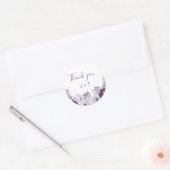 Sticker Rond Aquarelle violette et argentée Mariage floral (Enveloppe)