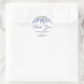 Sticker Rond Aquarelle violette et bleu Merci Mariage Floral (Sac)
