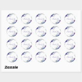 Sticker Rond Aquarelle violette et bleue florale merci classe (Feuille)