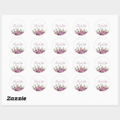 Sticker Rond Aquarelle violette et rose florale merci classe (Feuille)