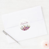 Sticker Rond Aquarelle violette et rose florale merci classe (Enveloppe)