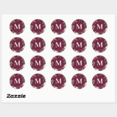 Sticker Rond Aquarelle violette et rose initiale florale (Feuille)