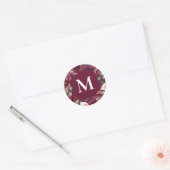 Sticker Rond Aquarelle violette et rose initiale florale (Enveloppe)