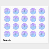 Sticker Rond Aquarelle violette et turquoise (Feuille)