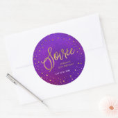 Sticker Rond Aquarelle violette étoilée Soiree fête d'anniversa (Enveloppe)