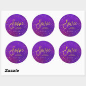 Sticker Rond Aquarelle violette étoilée Soiree fête d'anniversa (Feuille)