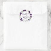 Sticker Rond Aquarelle violette Fête des mariées Florale Merci (Sac)