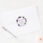Sticker Rond Aquarelle violette Fête des mariées Florale Merci (Enveloppe)