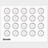 Sticker Rond Aquarelle violette Floral Couple's Names Blanc (Feuille)