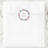 Sticker Rond Aquarelle violette Floral Couple's Names Blanc (Sac)