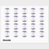 Sticker Rond Aquarelle violette Floral Mariage élégant (Feuille)