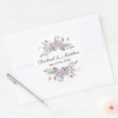 Sticker Rond Aquarelle violette Floral Mariage Faveur (Enveloppe)