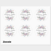 Sticker Rond Aquarelle violette Floral Mariage Faveur (Feuille)