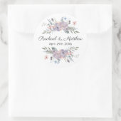 Sticker Rond Aquarelle violette Floral Mariage Faveur (Sac)